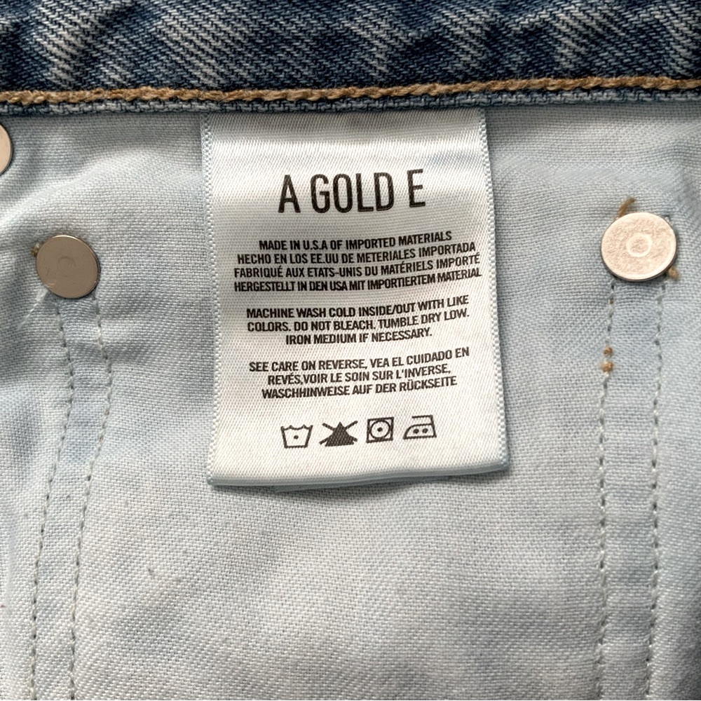 AGOLDE 90’s Denim Cut Off Shorts Distressed High Rise Grunge Blue Size 26 - Picture 5 of 8